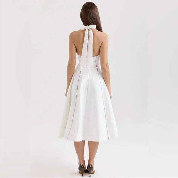 New House Of Cb Loulou Ivory Halter Neck Midi Dress - Picture 4 of 7
